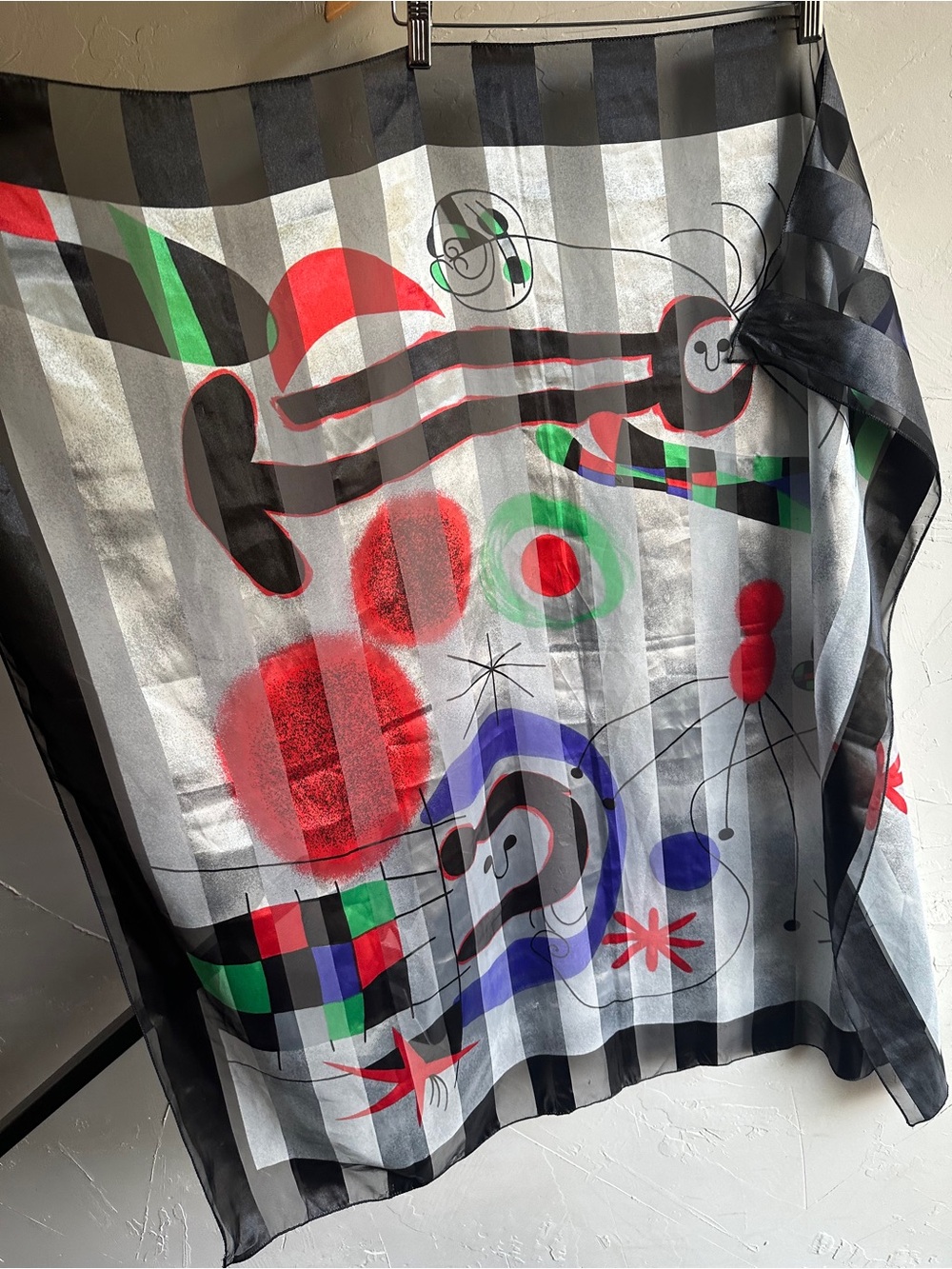 Retro Atomic Abstract Art Scarf Mid Century Mod 60s Sheer Graphic MCM 40x40